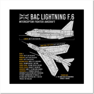 English Electric Lightning RAF UK Jet British Aircraft Airplane Plane Blueprint Posters and Art